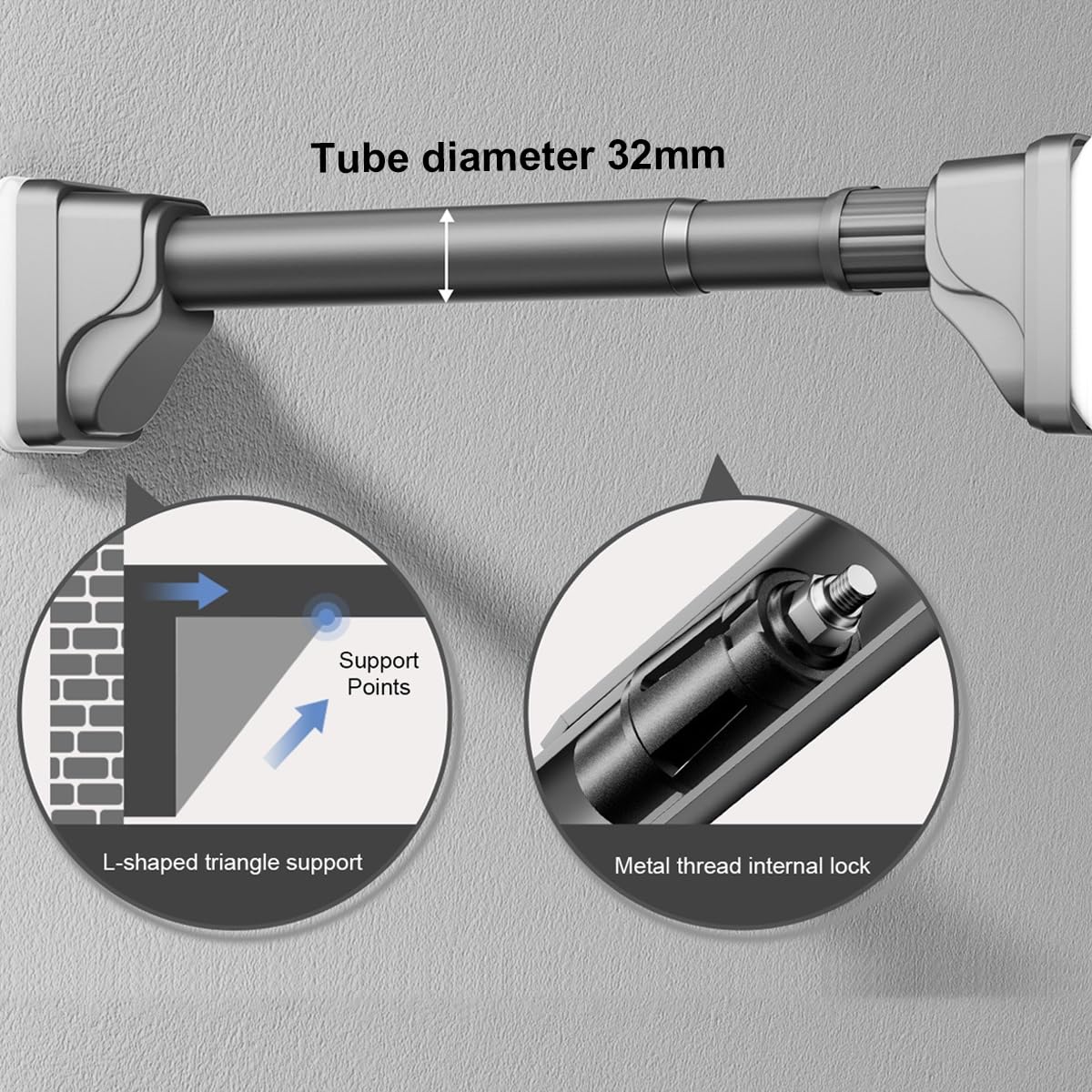 Barra de ducha ajustable sin taladro, 40490 cm, acero inoxidable para baño, cocina y puerta, color blanco, 420490 cm, fácil de instalar