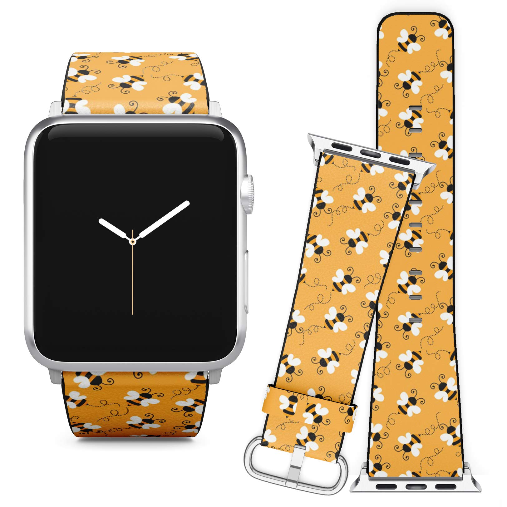 Compatible with Apple Watch (38/40 mm) Series 5, 4, 3, 2, 1 // Leather Replacement Bracelet Strap Wristband + Adapters // Bee
