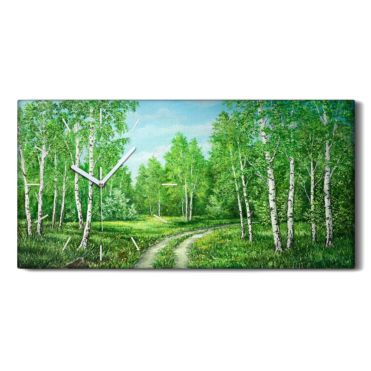 Horloge sur Toile 60x30cm Coloray Image Salon Art Mural Moderne Forêt