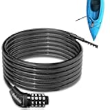 Long Cable Lock, Extra Long Straight Bike Lock (5ft to 25ft) with Resettable Combination, Kayak Locks, Unique Thin end Cable Locks Suitable Kayak, Scooter, Paddle Boards, Canoe, Jet Ski