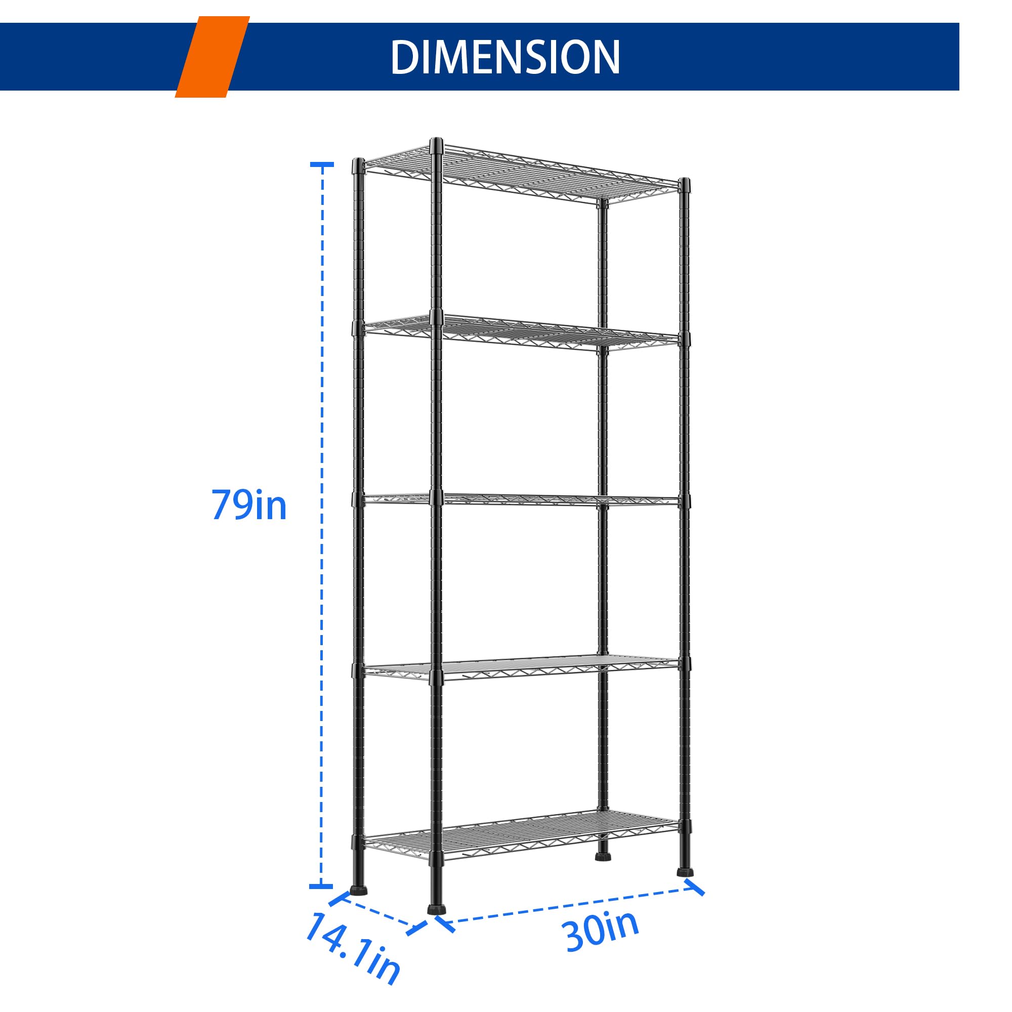 Amazon.com: REGILLER 5-Wire Shelving Metal Storage Rack Adjustable