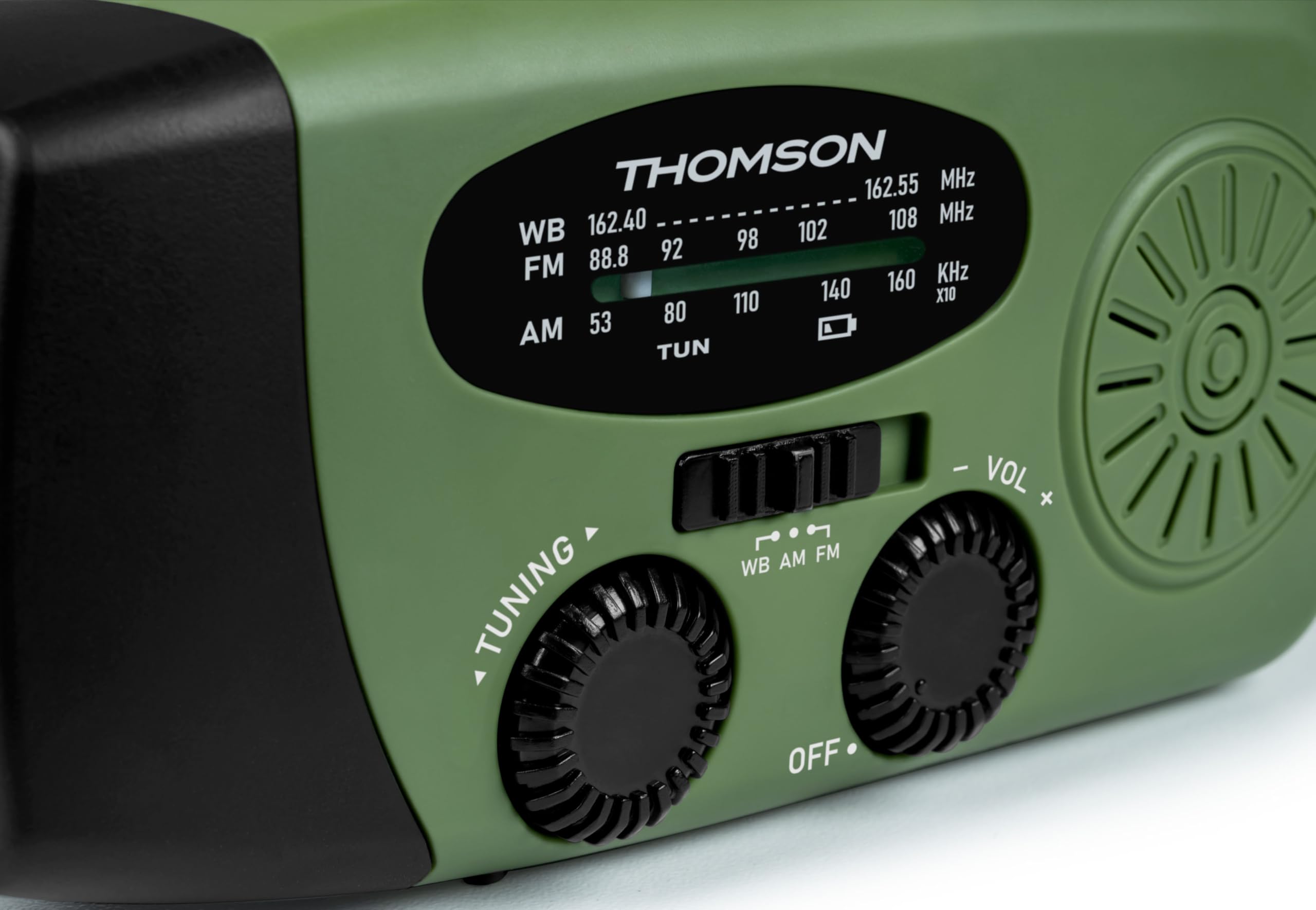 Thomson RT260 - Radio Solar de Emergencia FM/AM con Manivela, Portátil, Función Powerbank Solar 2000mAh, Linterna sin Pilas con Dinamo LED, botón SOS, Doméstica y de Camping