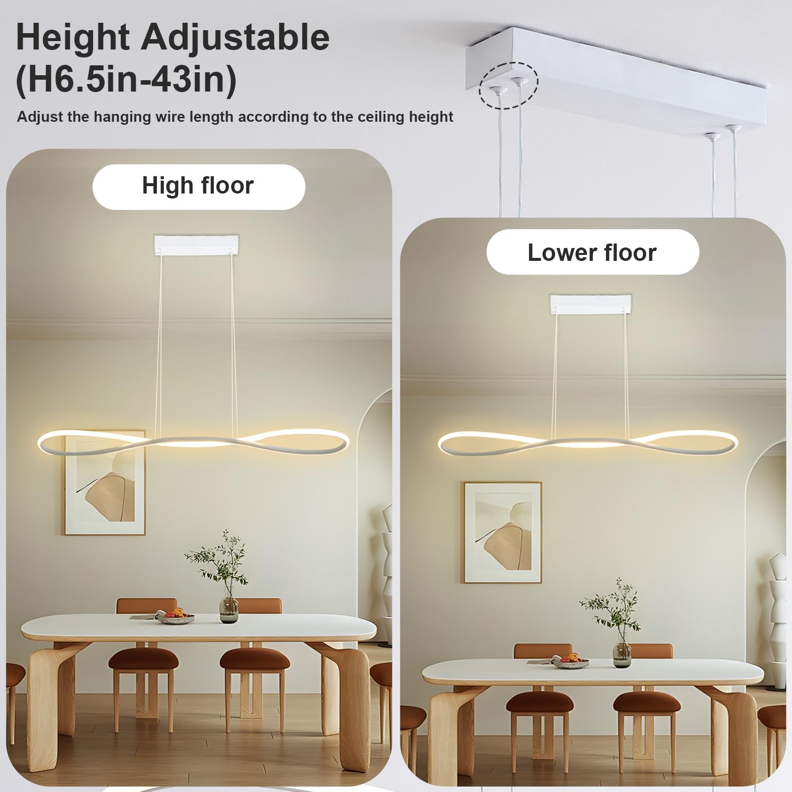 32W Pendelleuchte Esstisch, 90CM LED Pendelleuchte Esszimmer mit Fernbedienung Dimmbar 10%-100% Farbtemperatur 3000K-6000K, Esszimmerlampe Höhenverstellbar für Esszimmer Küche Wohnzimmer