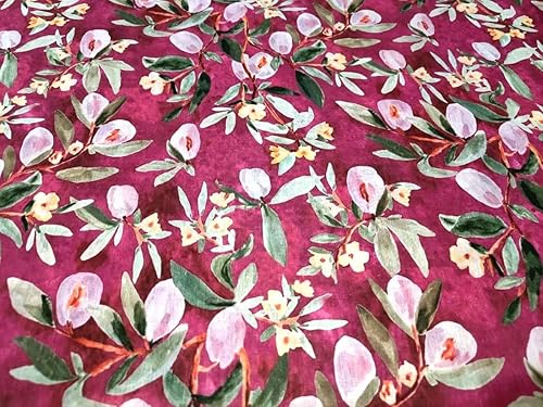 Miniatura 2 de 100% lino color rosa floral impresión digital tela 44 pulgadas de ancho por yarda