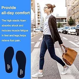 LTOHOE Memory Foam Insoles for Women, Replacement Shoe Insoles for Work, Running, Hiking, Sneaker, Shock Absorbing, Comfort Inner Soles, Navy US 7