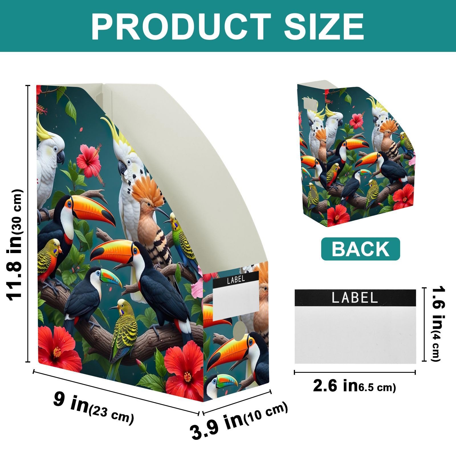 Organizer verticale per file con uccelli tropicali