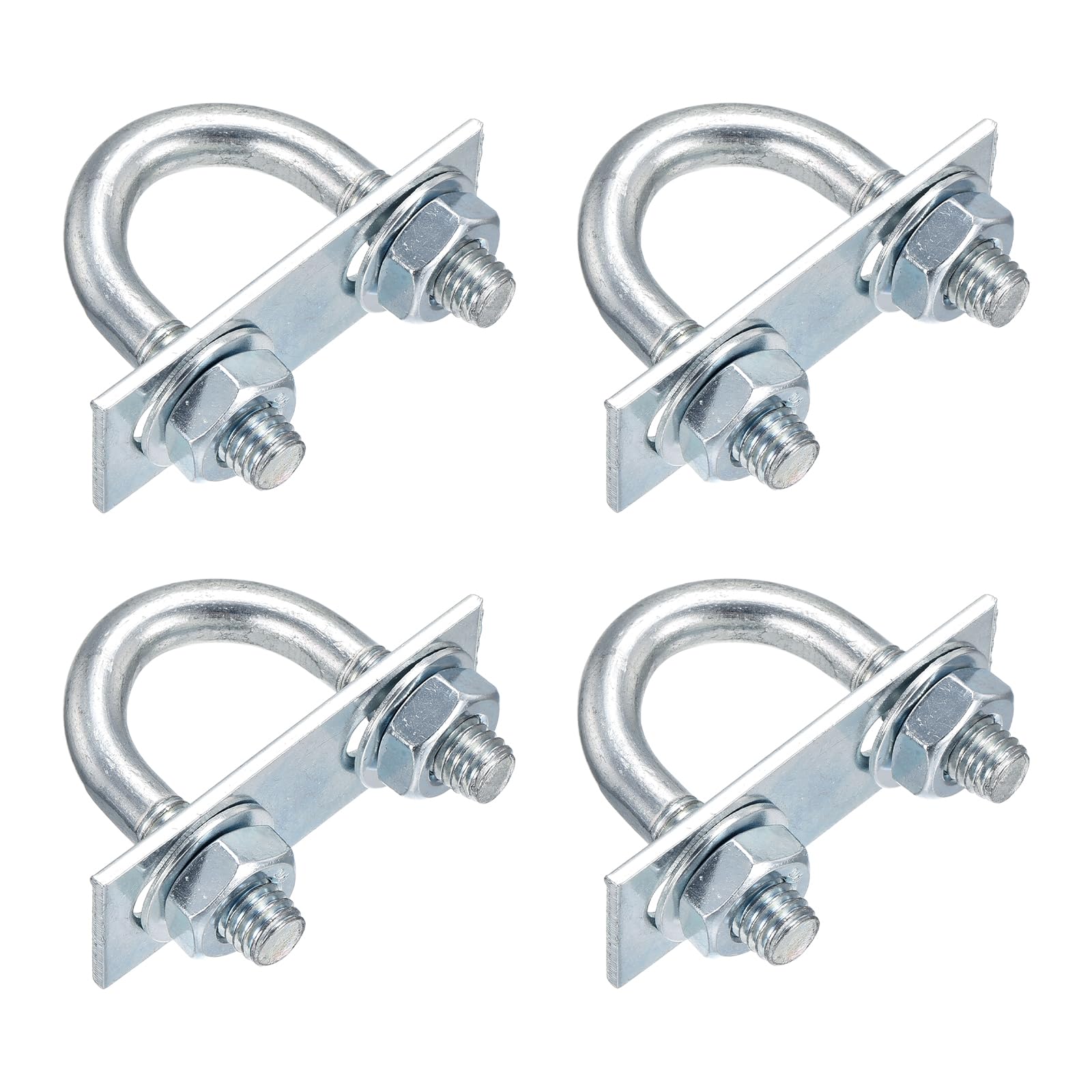 DTGN M8x22x45mm U Bolts Round Kit, 4Set, Carbon Steel U-Bolt Kit with Nuts, Washers, Frame Plate, Good for Pipe Trailer