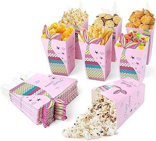 Syijupo 50Pcs Scatole Popcorn, Protezione Ambientale Creativa Scatole Popcorn Sirena Candy Paper Bag Carnevale Festa di Compleanno di Cinema Patatine Fritte di Popcorn Cracker (Rosa)