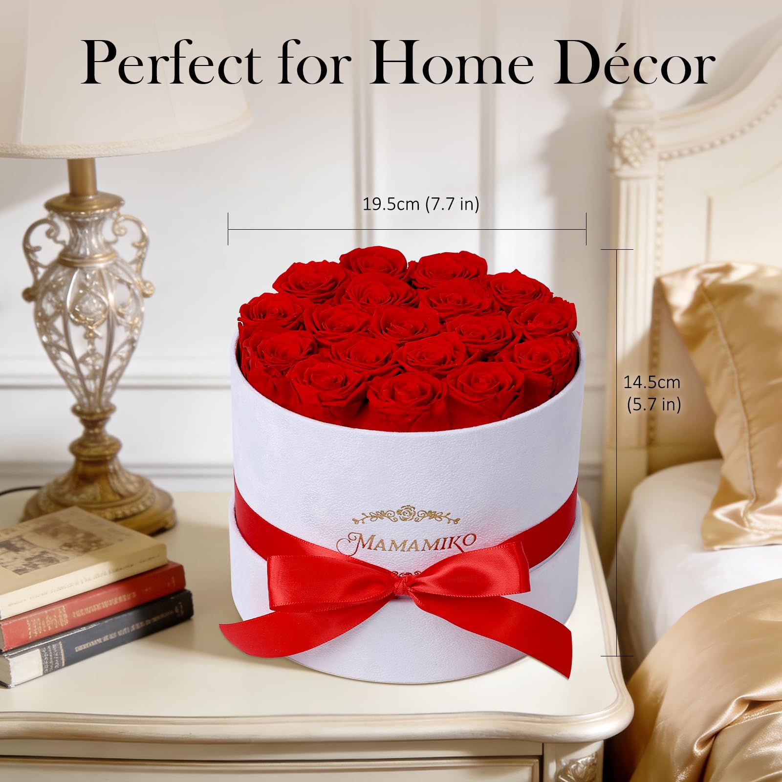 18 Rose Rosse Stabilizzate in Scatola in Suede, Rosa Eterna Regalo per Donna, Mamma, Moglie, Fidanzata, per San Valentino, Compleanno, Anniversario, Festa della Mamma