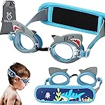 Vvinca Kids Swim Goggles with Fabric Strap No Tangle Pain-Free, Anti-Fog Swimming Pool Goggle No Leak for Toddlers Girls Boys