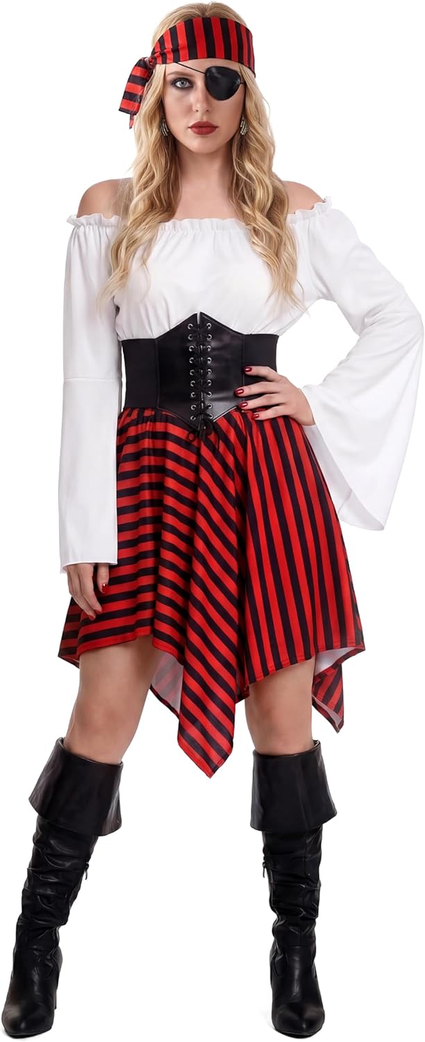 Spooktacular Creations Women's Pirate Costume, Adult Halloween Renaissance Pirate Costume for Cosplay Party
