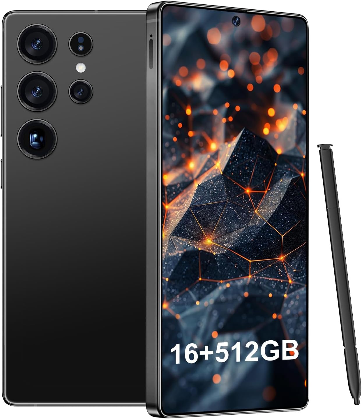 BDWJW I25 Ultra Smartphone 16GB+512GB Android 14 Smartphone, 6.99" FHD+ Display, 7000mAh Battery, 108MP+68MP Dual Camera, Built-in Pen Stylus, Fast Performance Large Memory (Black)