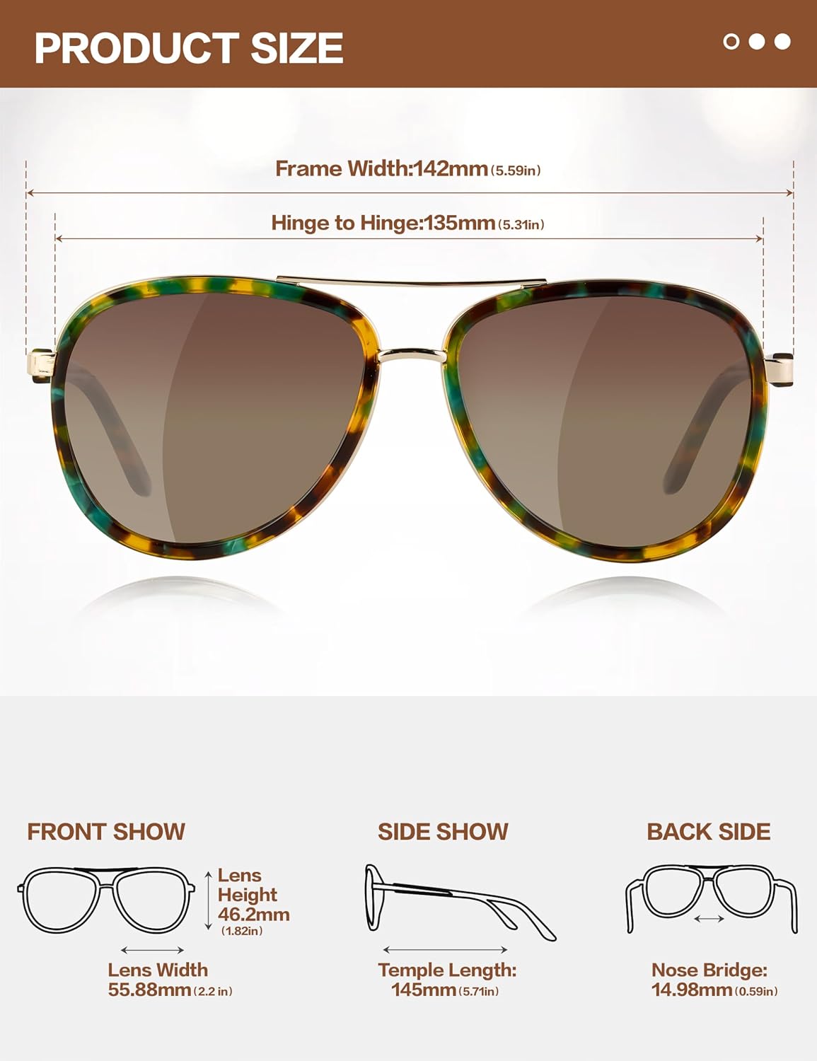 BIRCEN Polarized Sunglasses for Women UV - Protection Womens Retro Mirrored Shades with Acetate Frame BC2001 - Image 3