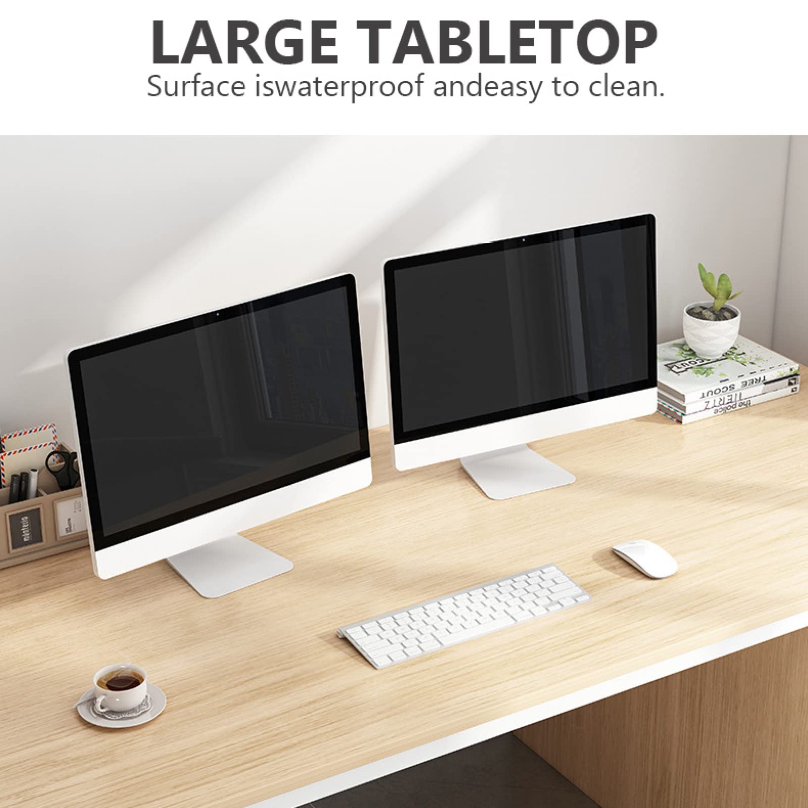 Scrivania per Computer con vani portaoggetti e 3 cassetti, Design Moderno e Semplice, Ideale per Ufficio Domestico (120 cm, Noce Nero)