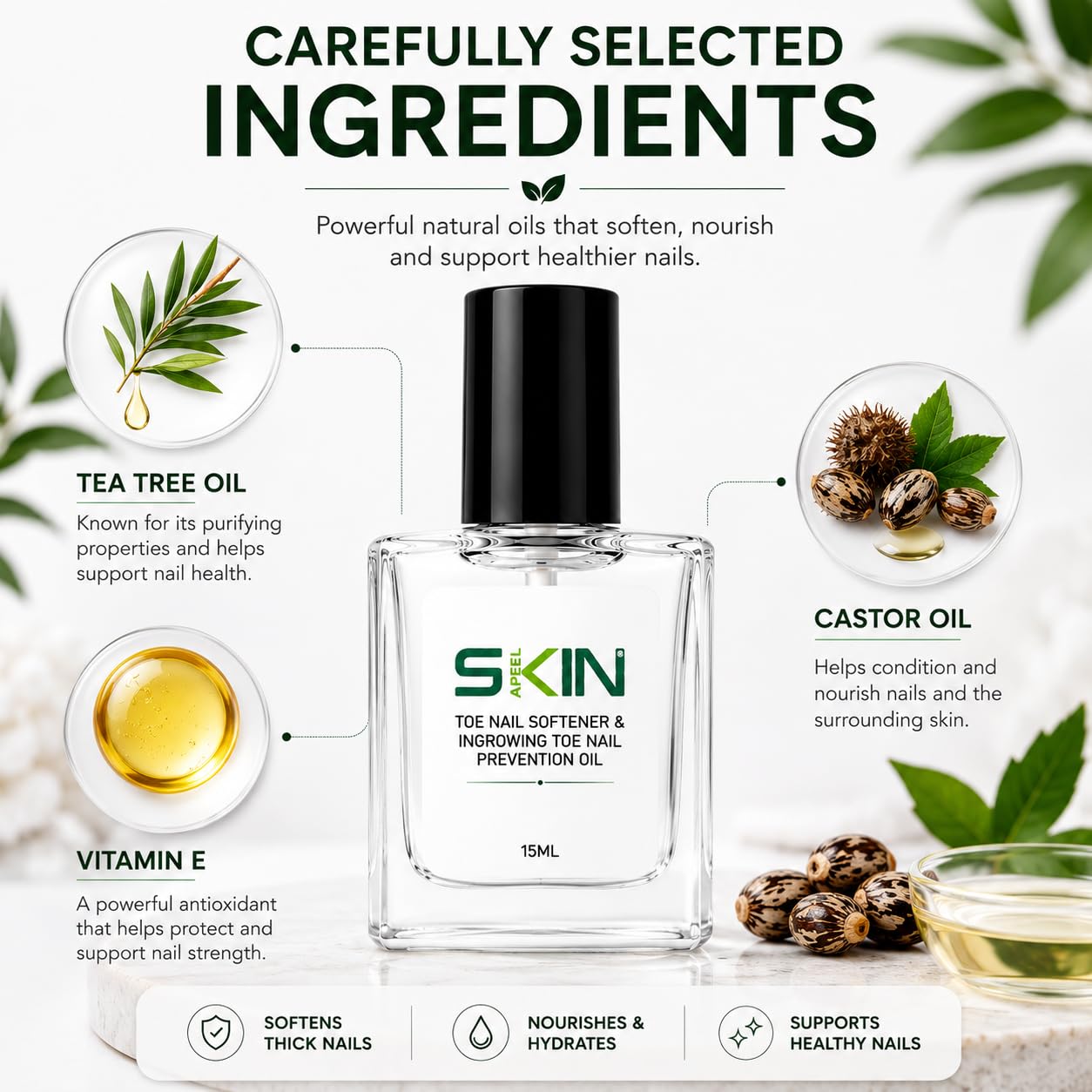 Olejek Do Paznokci I Skórek Skinapeel - 15 Ml | Zmiękczanie Twardych I Pielęgnacja Wrastających | Wzmacniający Olejek Do Manicure I Pedicure | Odżywcze Olejki Do Paznokci