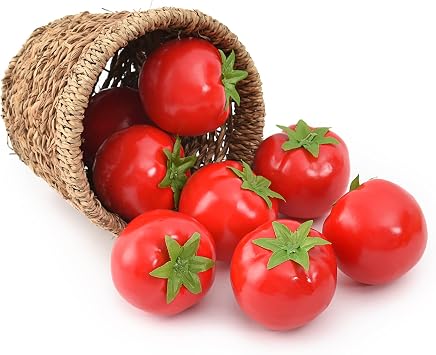 Artificial Tomatoes, 8Pcs Simulation Tomatoes Fake Fruit Vegetable for Home Kitchen Party Decor Photography Props