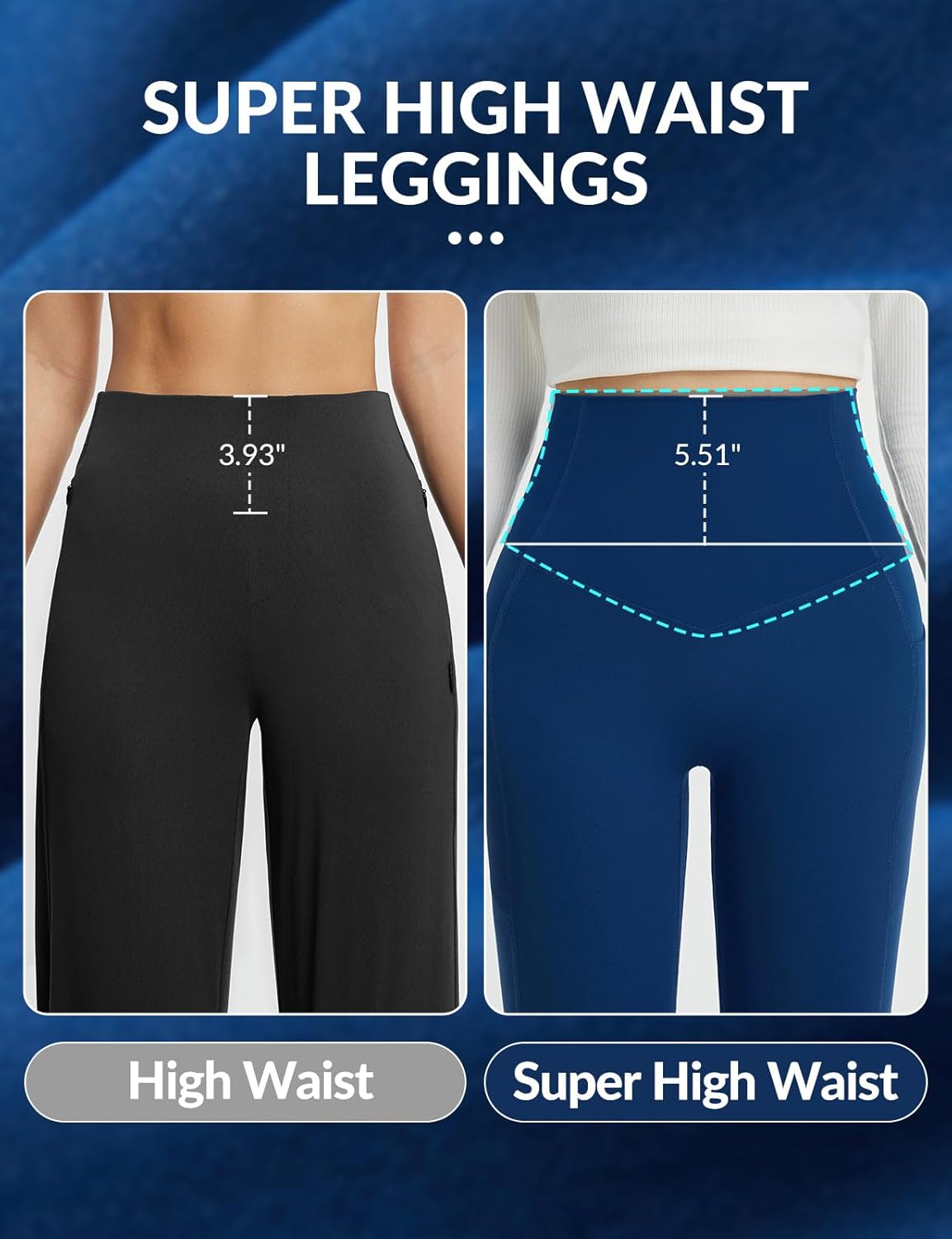 baleaf Super High Waisted Leggings for Women with Pockets Stretchy Tummy Control Soft Yoga Workout Gym Petite Pants - Image 4