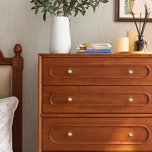 Miniatura 5 de RZDEAL 4 pomos de cristal y latón para cajones, hermosos pomos dorados para gabinetes de cocina, cajones y aparadores (redondos de 1-316 pulgadas)