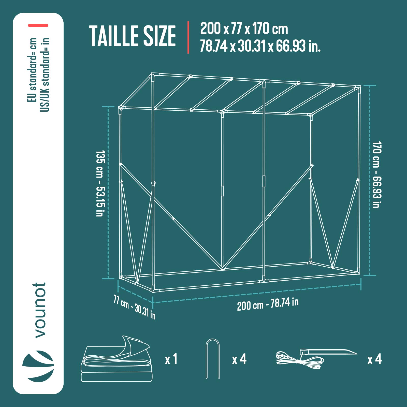 VOUNOT ® Serre de Jardin à Toit Incliné Serre à Tomate avec Grande Porte et 2 Fenêtres pour Légumes Plantes Fleurs Bâche PE Renforcée 135g/m2 Protéger Vos Plantes en Toutes Saisons 200x77x170cm Blanc