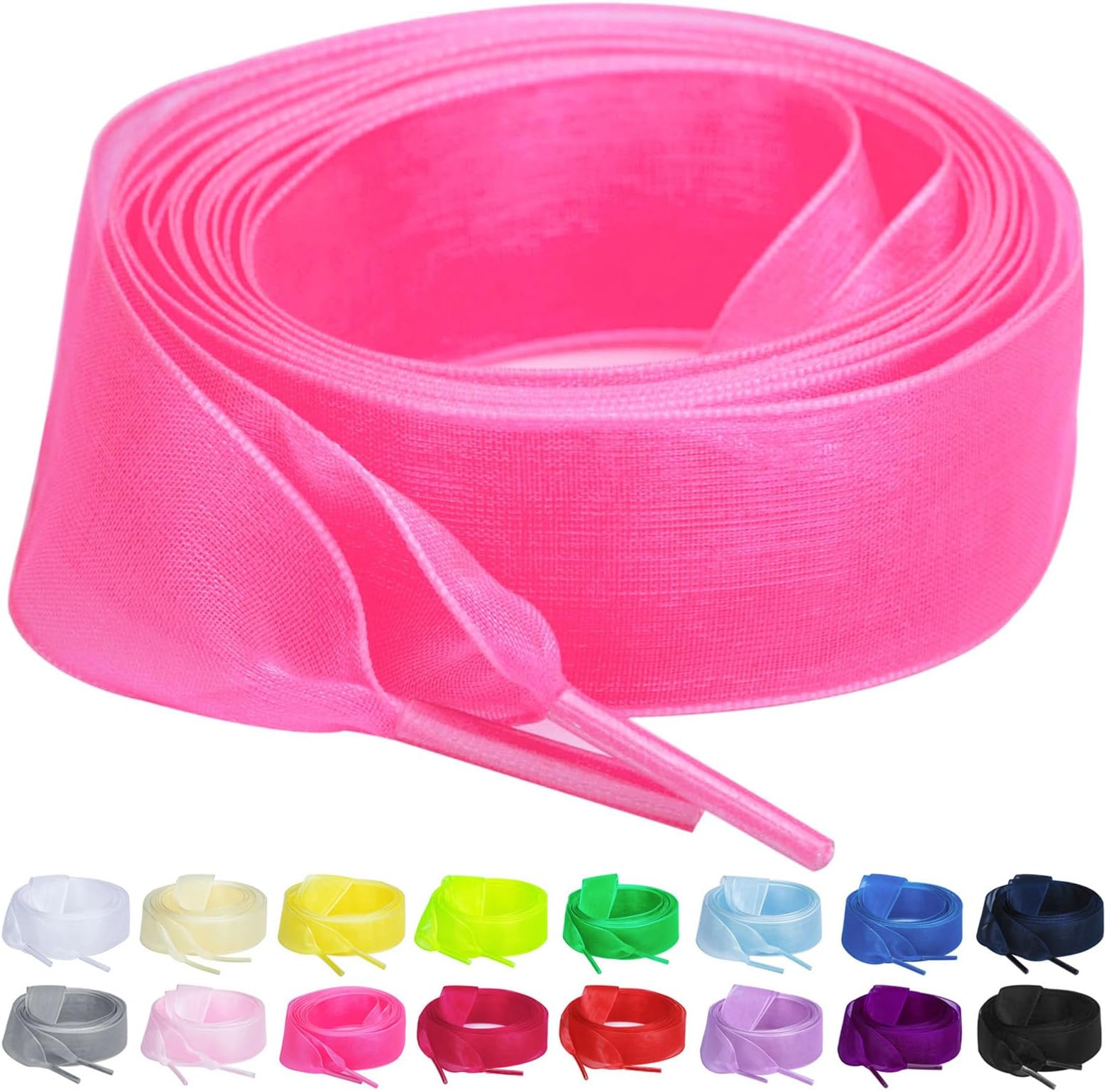 2 Pair Flat Snow Yarn Shoe Laces for Women 2cm Wide Satin Ribbon Shoelaces