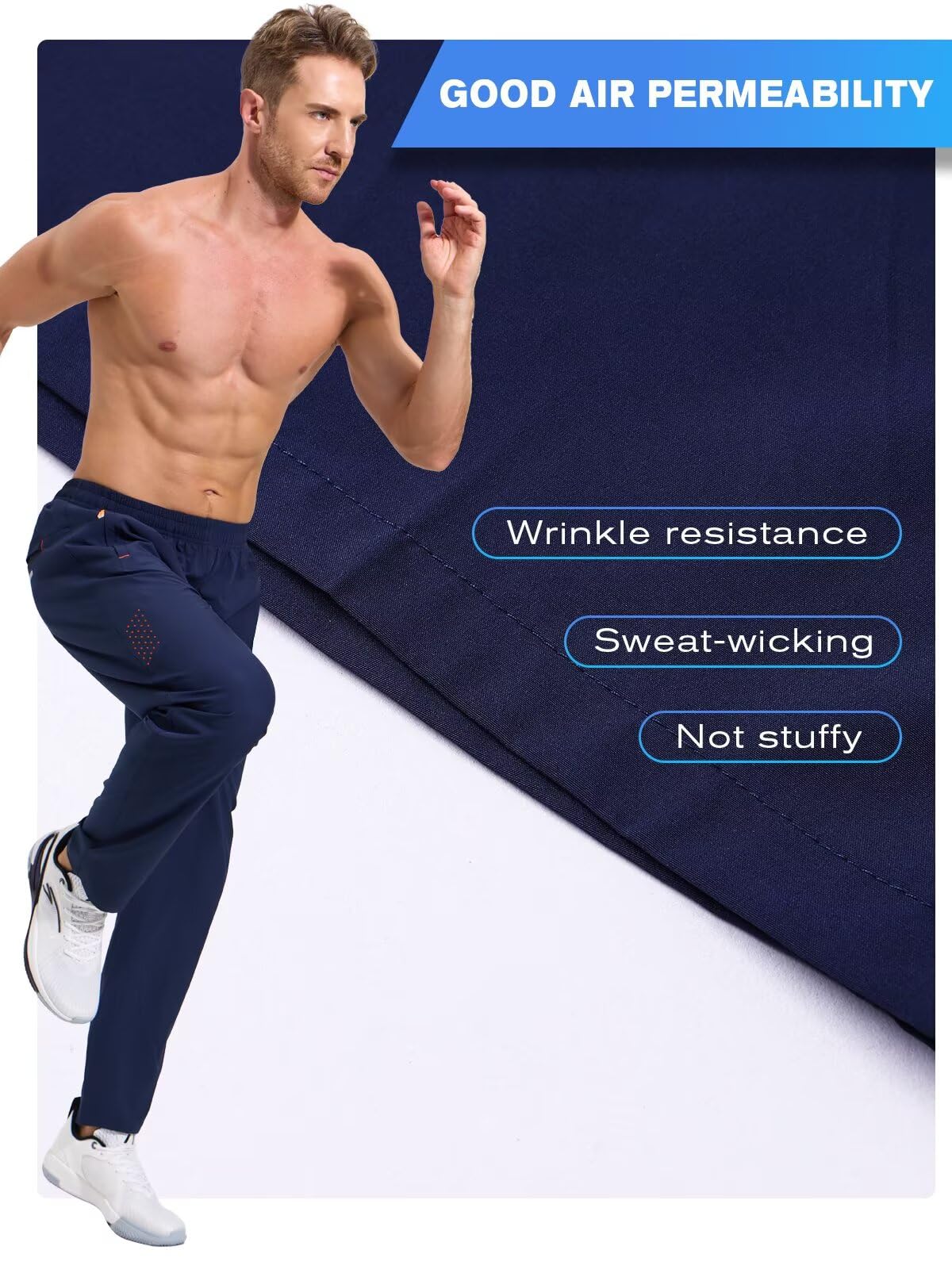 Gaiatiger Pantalones de Chándal para Hombre Ligeros Transpirables Running Jogger con Bolsillos Cremallera