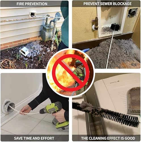 Miniatura 6 de Morinoli Kit de limpieza de ventilación de secadora de 24 pies, sistema de bloqueo de botón cromado, sistema de limpieza de ventilación de secadora,