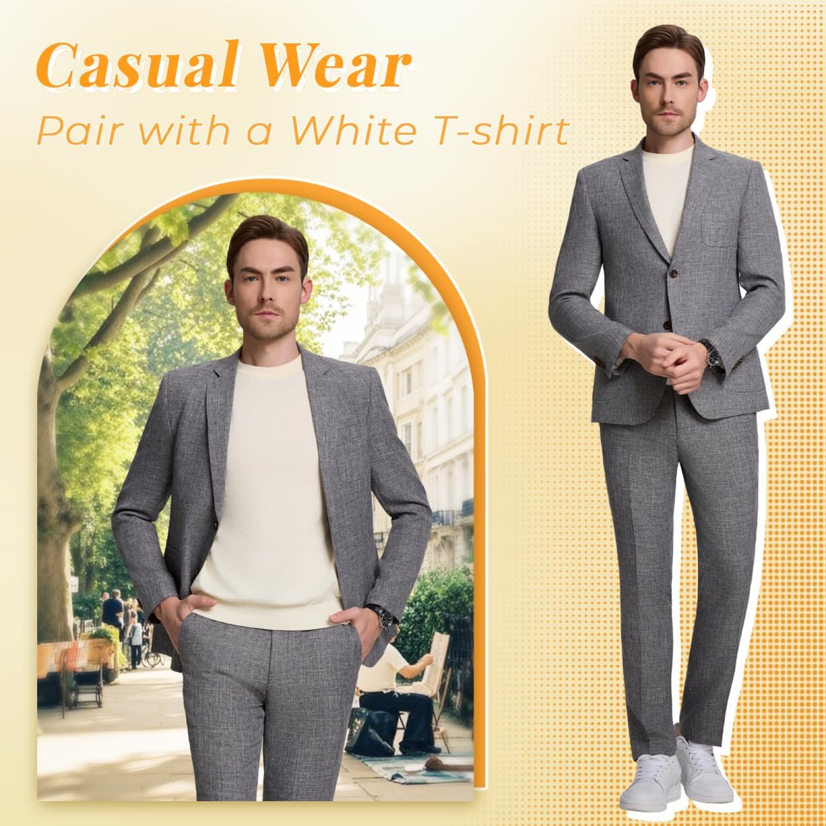 Men Suits Lightweight 3 Piece Slim Fit 2 Button Blazer Vest Pants Suit Sets Casual Men Wedding Suits Prom Tuxedo - Image 3