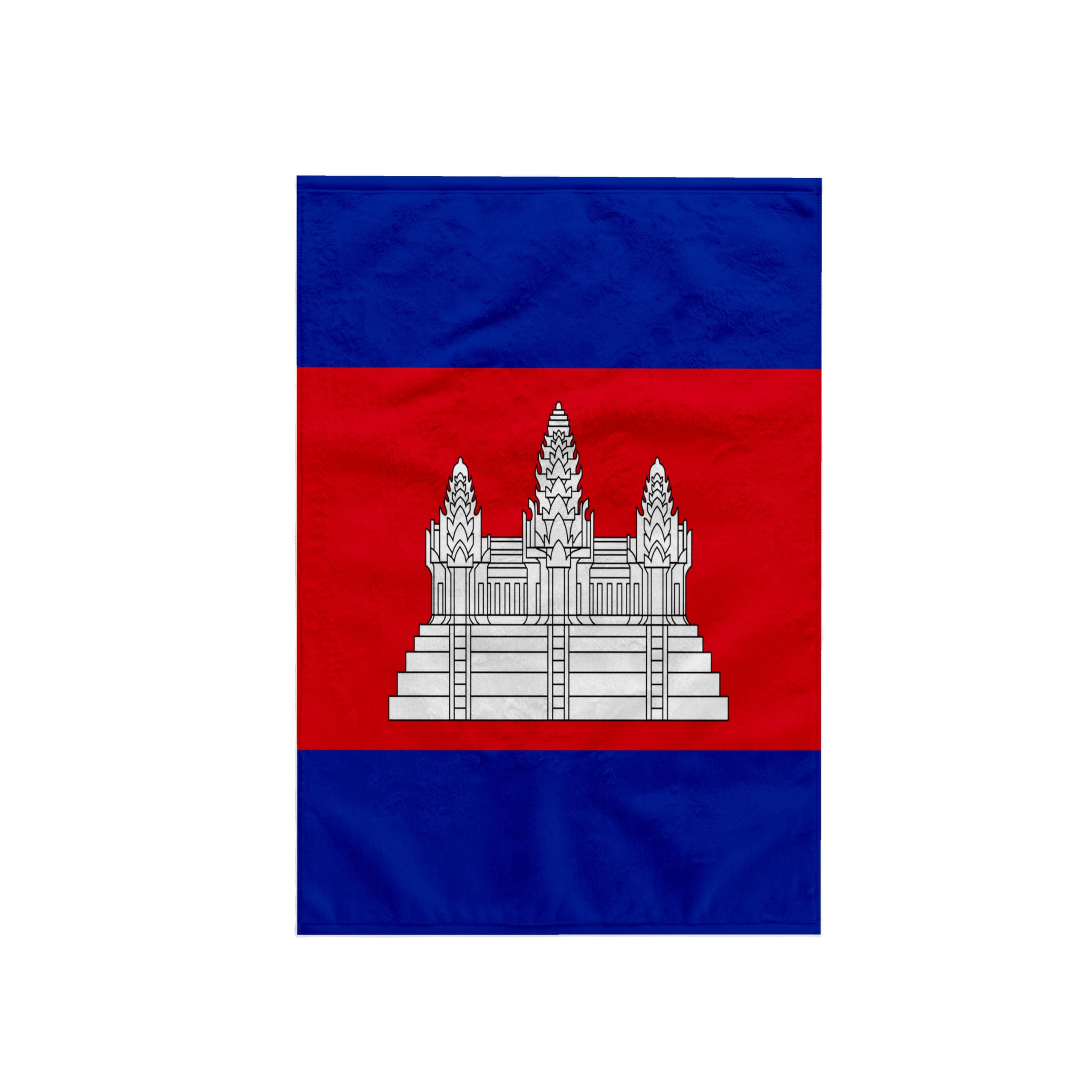 3drose Gartenflagge Kambodscha – 12x18 Zoll, Polyester, Einseitig Bedruckt Mit Angkor Wat Motiv