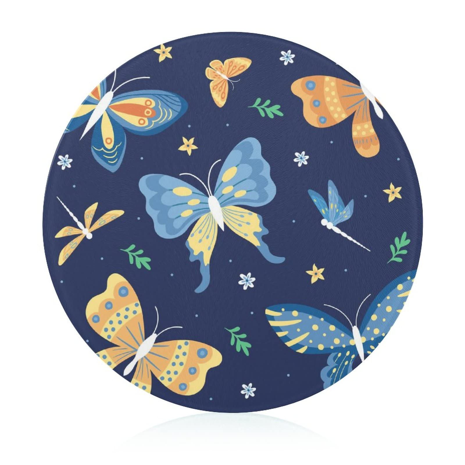 Planche à découper en verre antidérapante libellule papillon