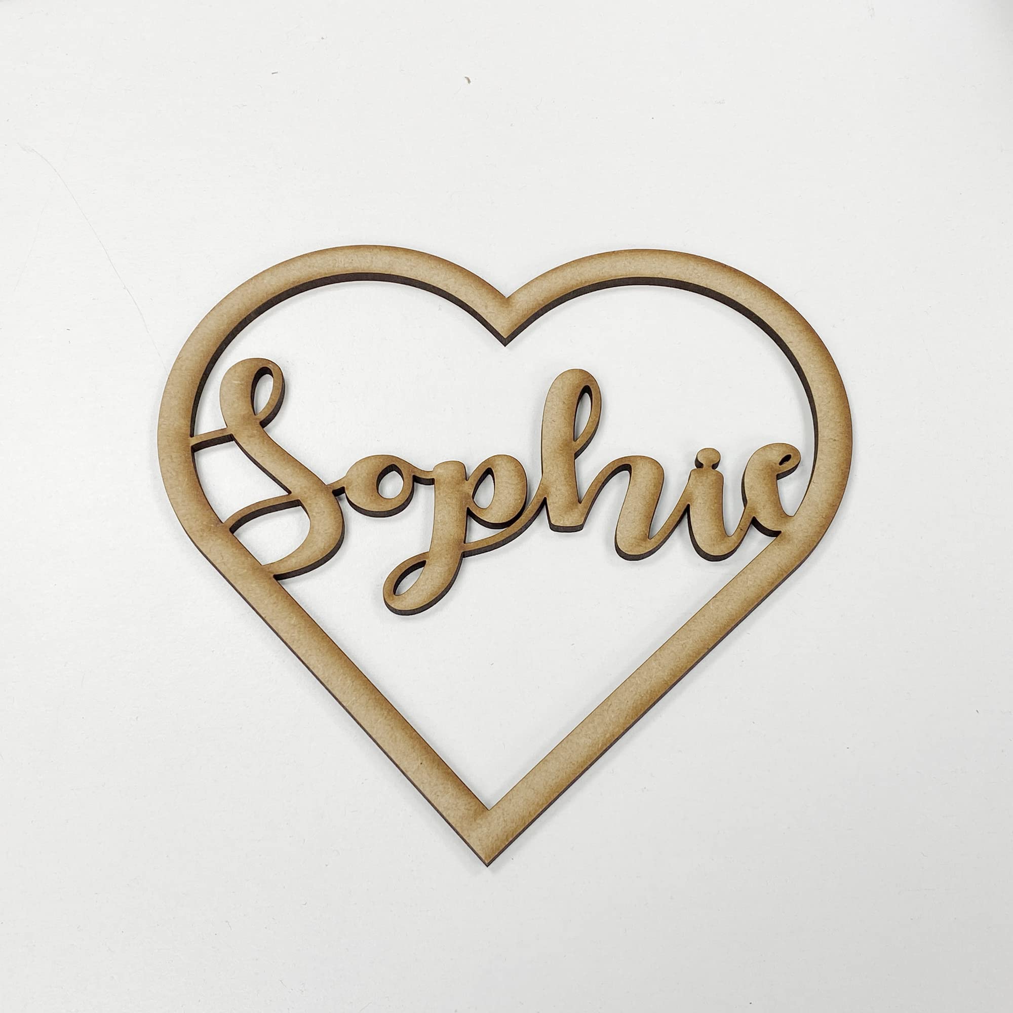 Personalised Any Name Text Wooden Colour Hoop Acrylic Mirror Floral Wedding Wreath Hanging Door Sign Wall Decoration Plaque Heart (MDF, 25)