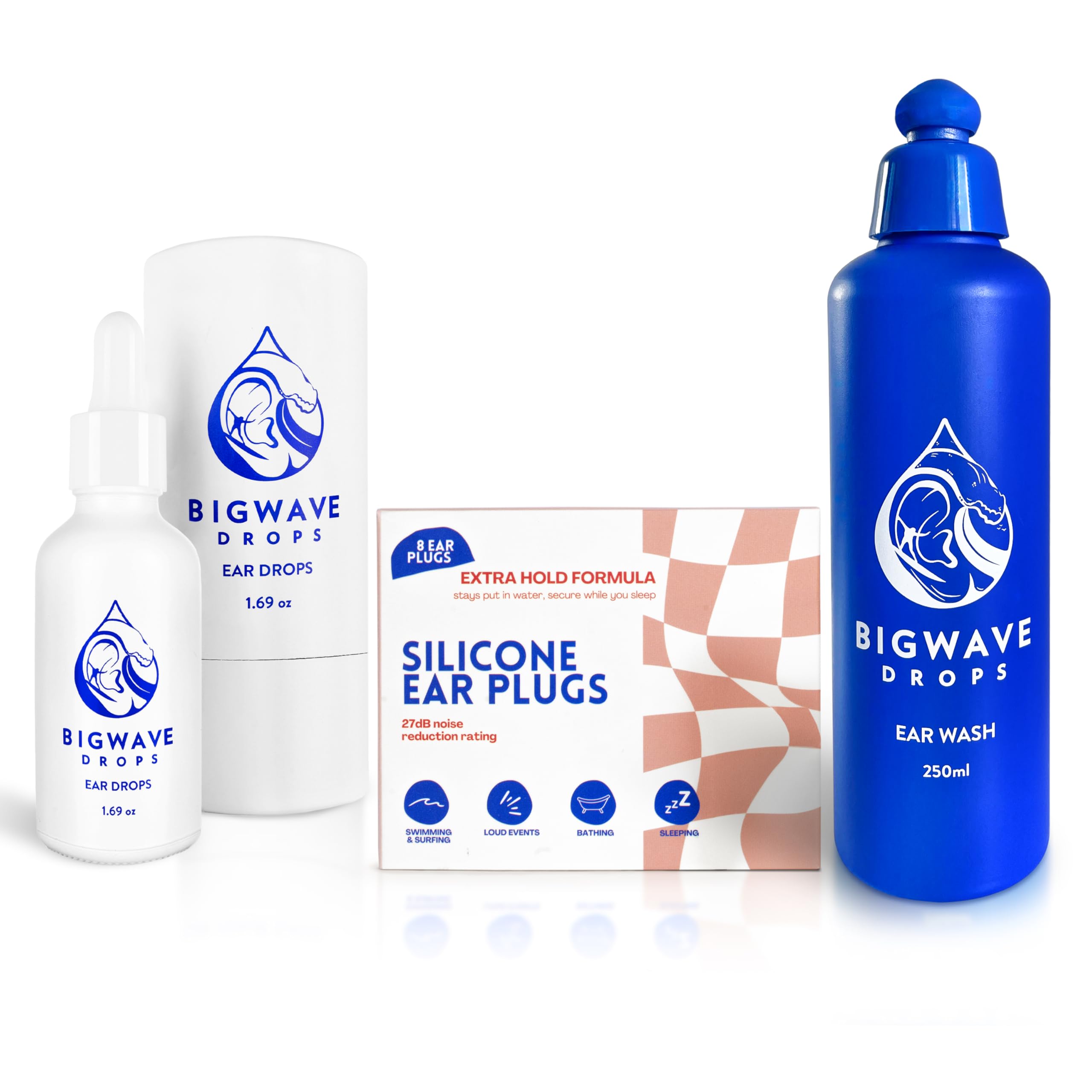Ear Care Bundle - Includes Ear Drops Ear Wash Silicone Ear Plugs - for Swimmers Athletes Divers Travelers
