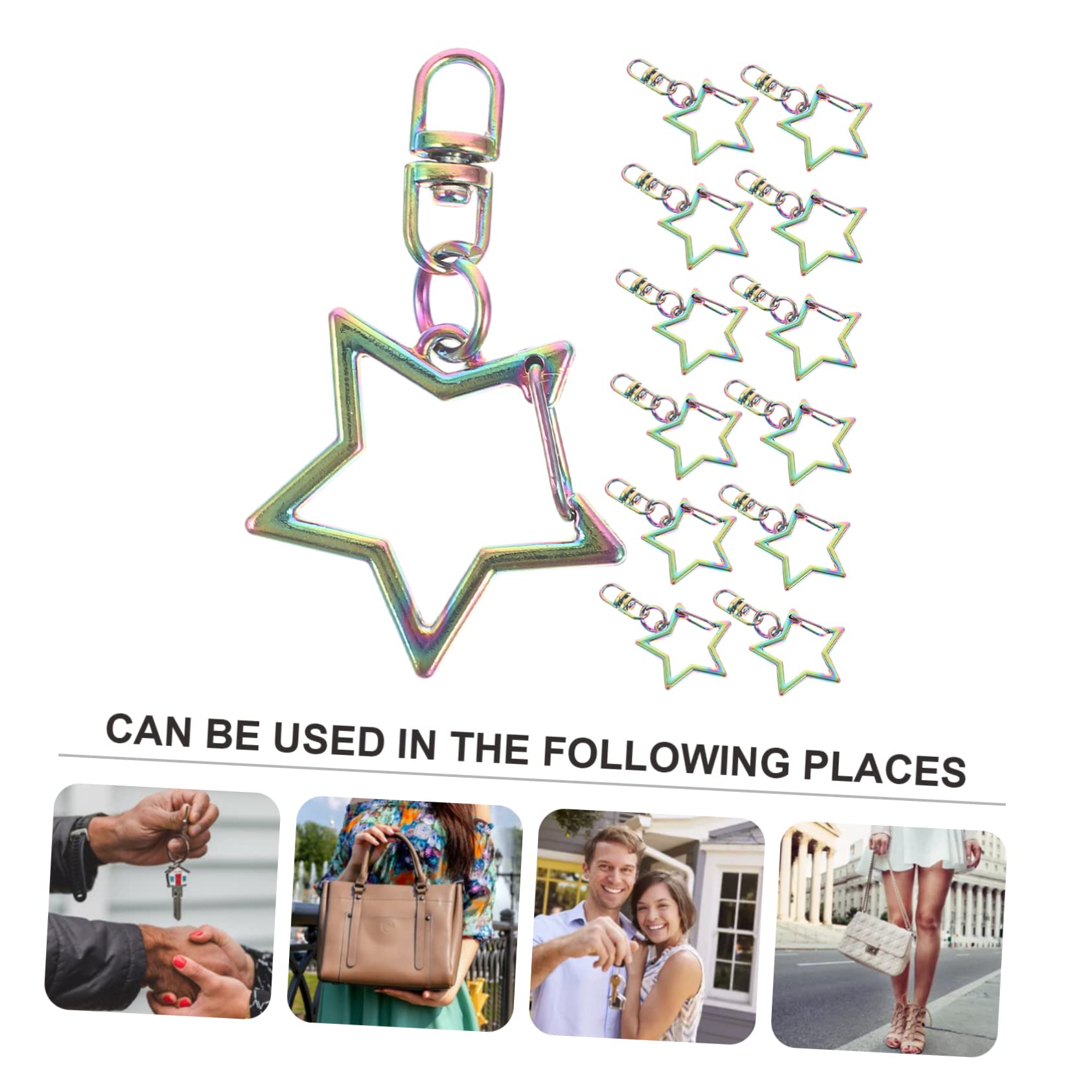 DOITOOL 30pcs Star Shaped Snap Hook Keychain Clips Spring Snap Key Ring Accessories Easy to Install for Craft Projects and Key Organization