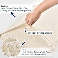 Vista 93 de PHF Fundas de almohada 100% algodón con tejido de gofre de 24 x 24 pulgadas, paquete de 2 fundas cuadradas para decoración elegante del hogar, sin