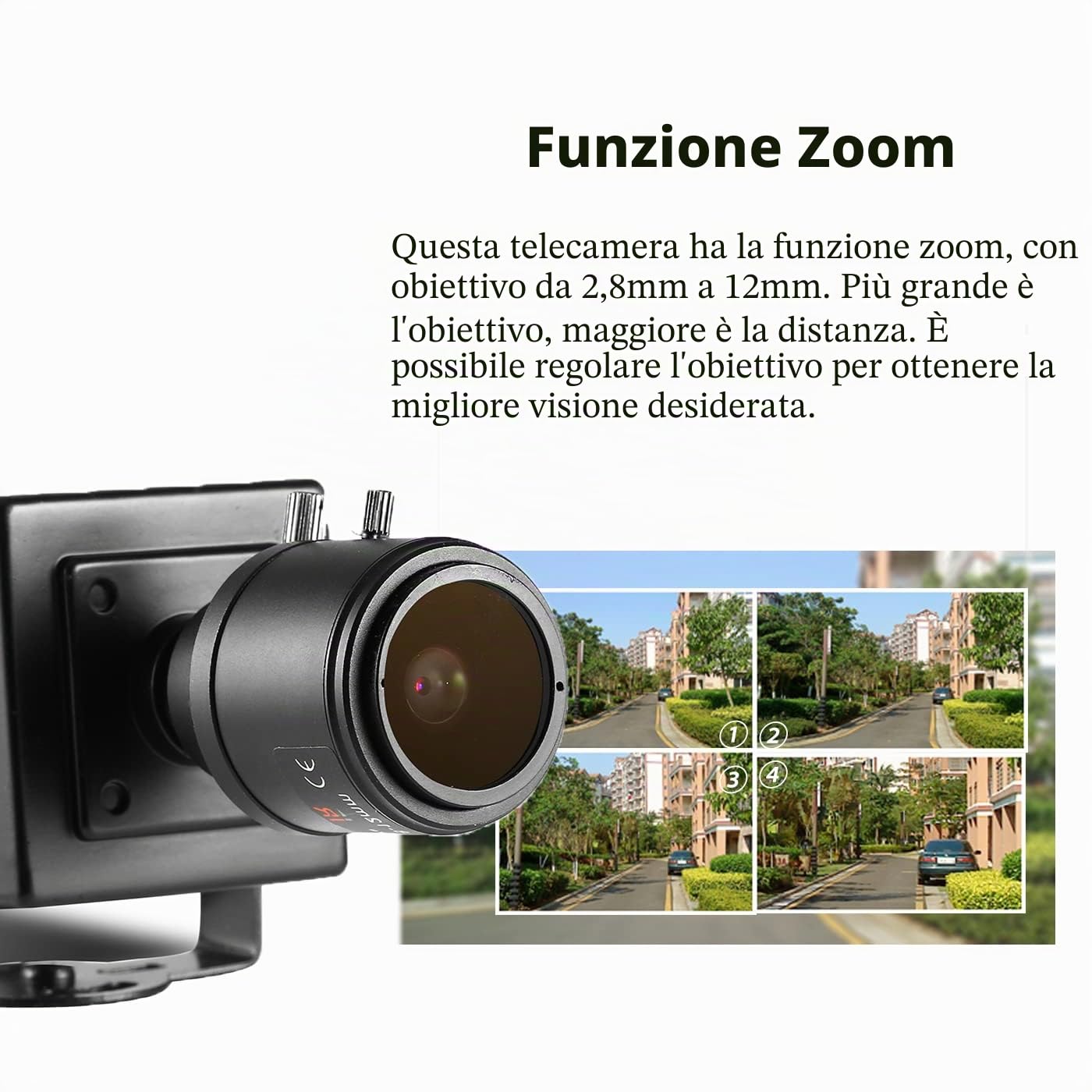 Mini Telecamera IP POE da 5MP (2880x1616P), Zoom Manuale 2,8-12 mm Obiettivo,Telecamera di Sorveglianza Interna P2P H.265 CCTV Video POE Camera Rilevamento del movimento (I712-P-HS)