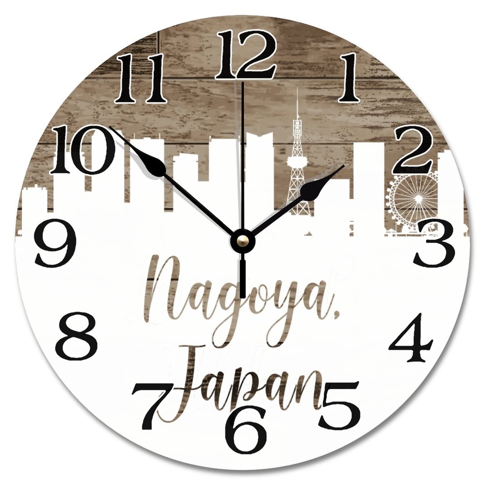 Horloge murale en bois ronde fonctionne avec piles sans bruit