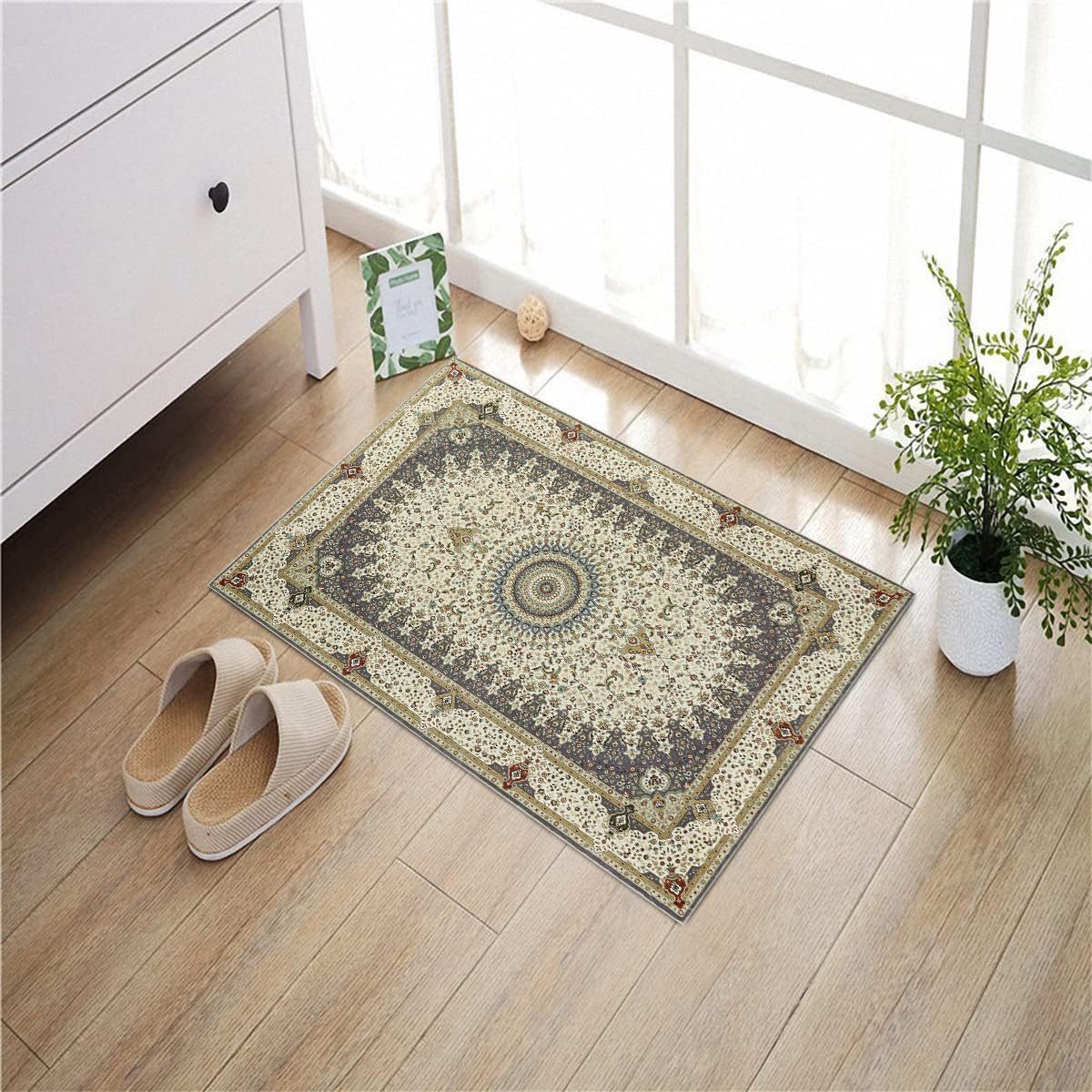 Imperial Rooms Rugs living Room Bedroom Grey Bedside Rug Small 60x110cm – Soft Washable Entryway Traditional Design Floor Carpets - Short Pile Non Slip Area Rugs for Kids Room (Willow Grey) — image 1