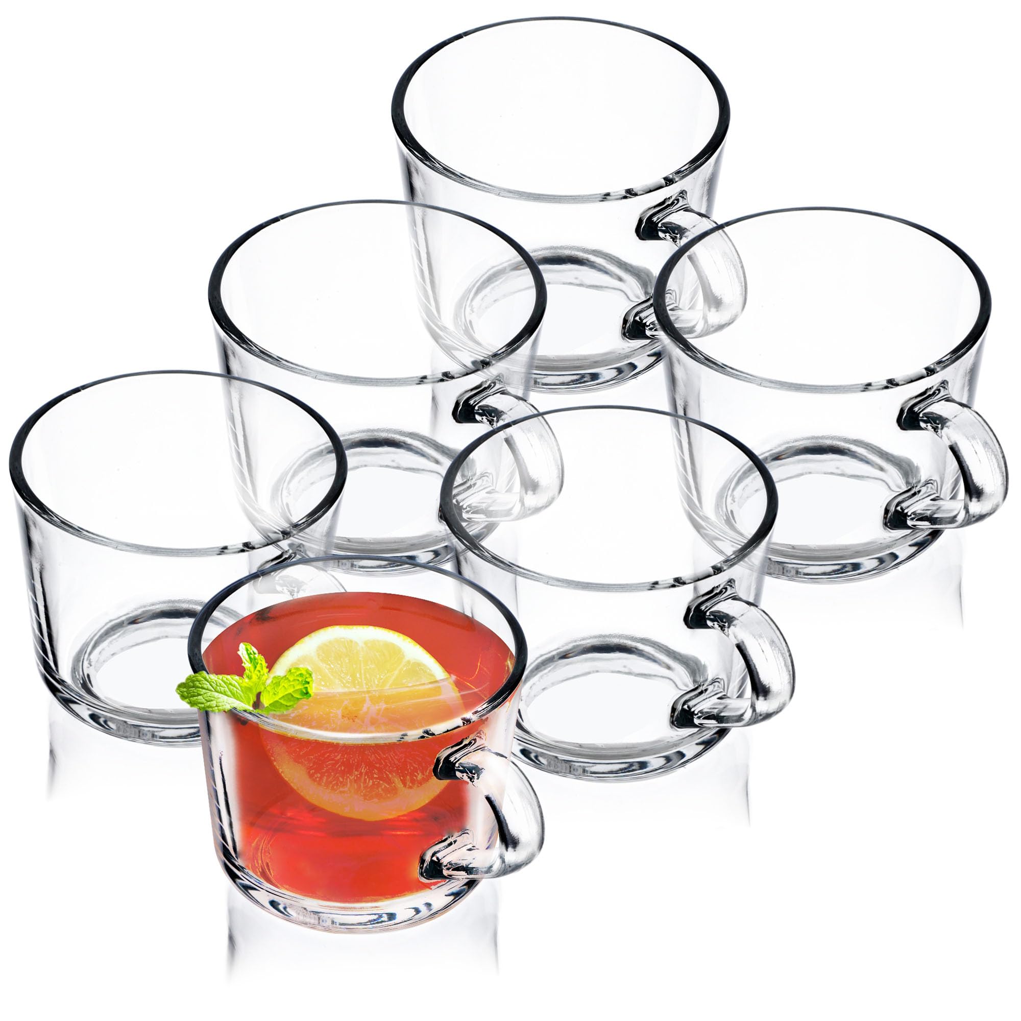 Set Di 6 Tazze In Vetro Da 270 Ml Con Manico - Per Tè, Caffè, Bevande Calde E Fredde - Foto 3