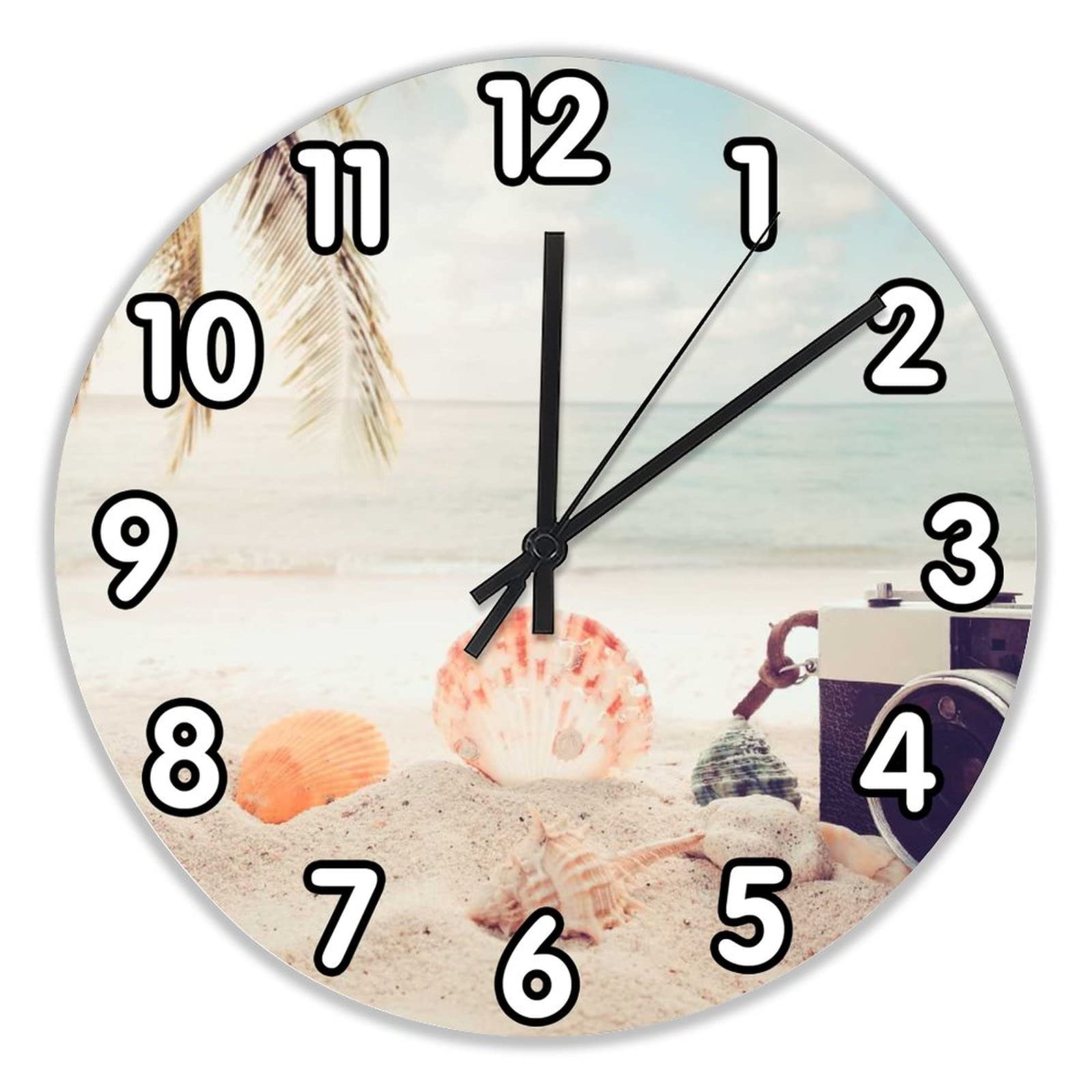 Pendule murale plage de la mer 25cm au design épuré et chic