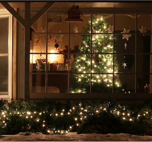 Miniatura 6 de LAMPHOME Luces de Navidad súper brillantes extensibles de color blanco cálido, decoración de 100 luces de 19.6 pies con certificación UL, juego de
