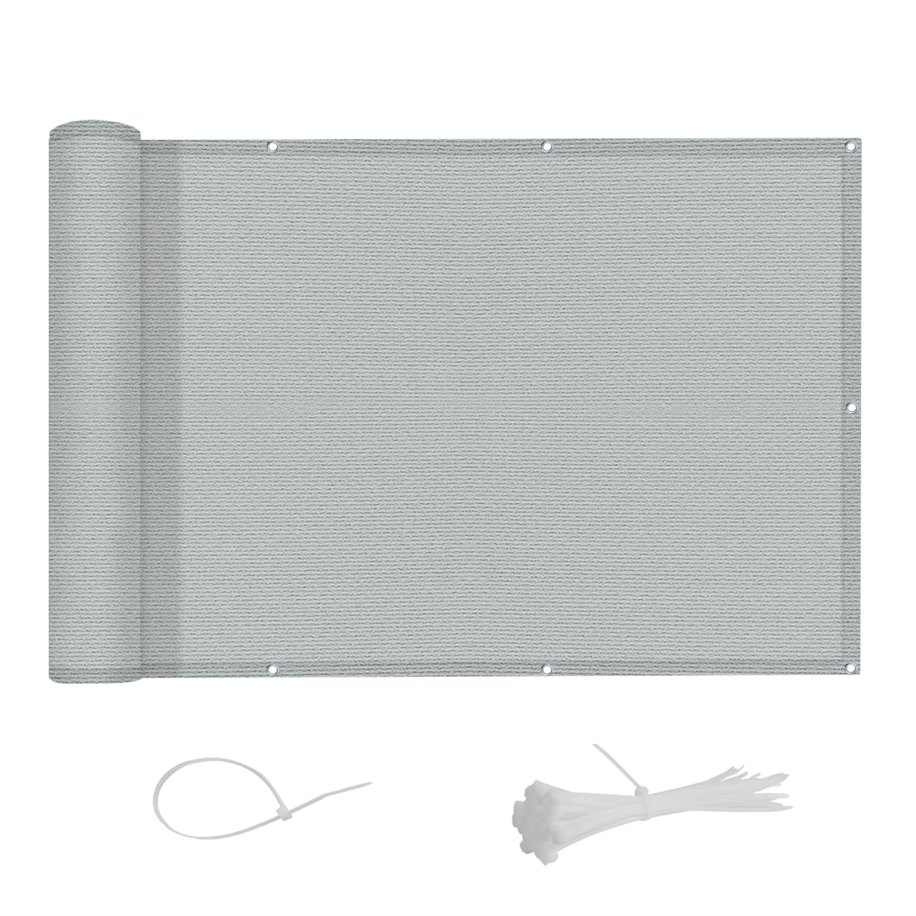 AXT SHADE Frangivisto Balcone Protezione 80x500cm HDPE Cache Vue Balcon Protection UV Opaque Résistant aux Contre Vent avec Trous et Serre Câbles pour Exterieur Terrasse-Grigio Chiaro