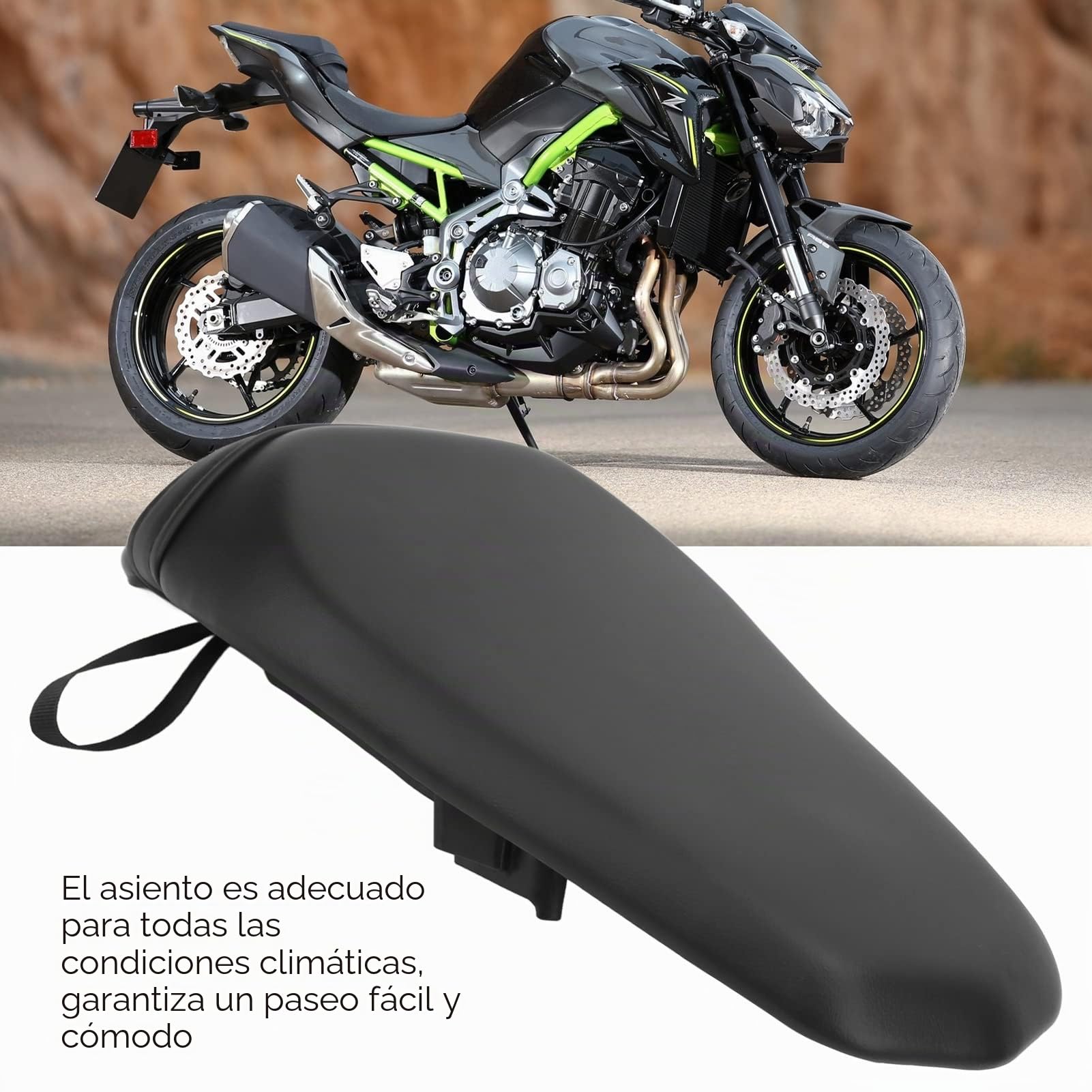 Asiento Pasajero Trasero Motocicleta, Pasajero cuero cojín del asiento la motocicleta cojín del asiento del pasajero, asiento trasero del pasajero cojín del asiento para Ninja Z900