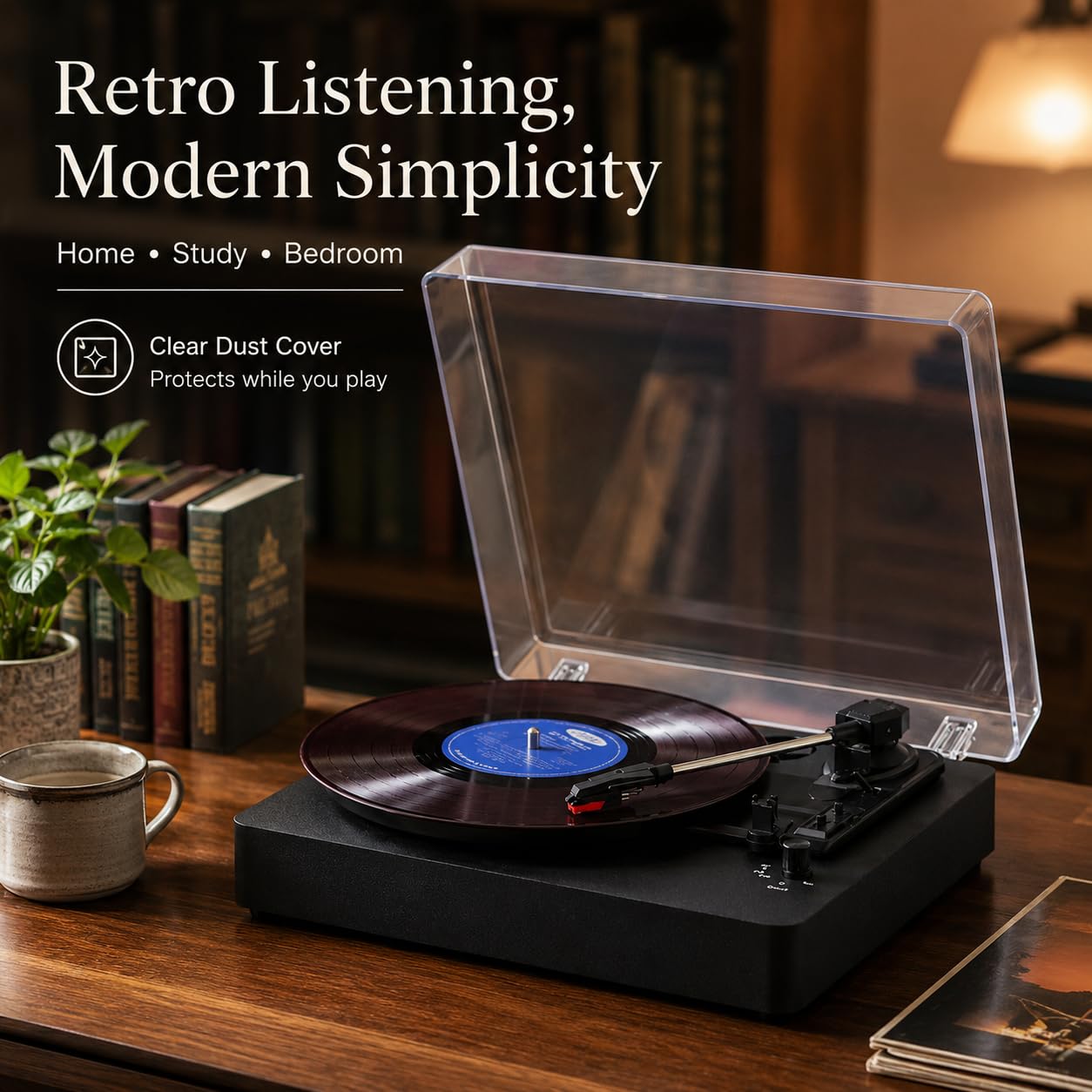 Platine Vinyle Bluetooth avec Haut-parleurs intégrés et Batterie