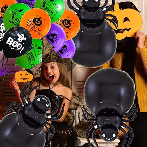 Miniatura 221 de Globos de aluminio de Halloween, globos de cumpleaños de Halloween, número 1, araña, momia, calabaza, murciélago, fantasma, globos para decoración