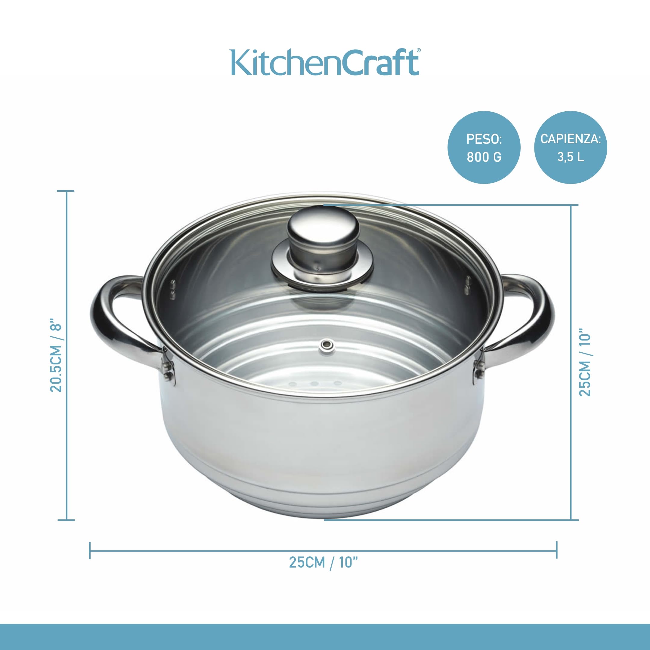 Kitchen Craft Clearview - Vaporiera Universale in Acciaio Inox