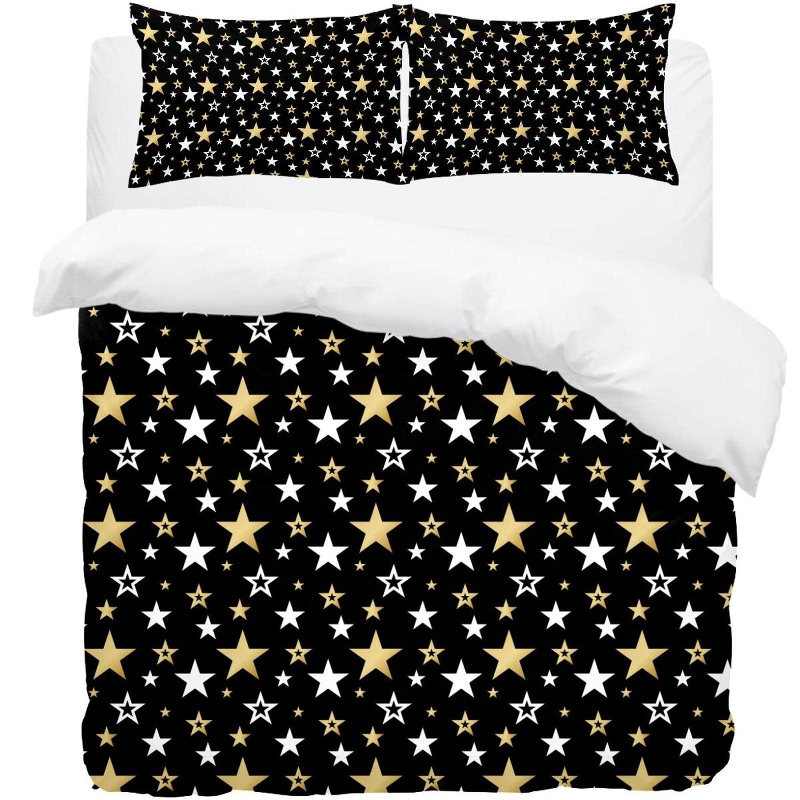 Parure de lit chaude pour l'hiver White & Gold Stars-01 et moments cocooning