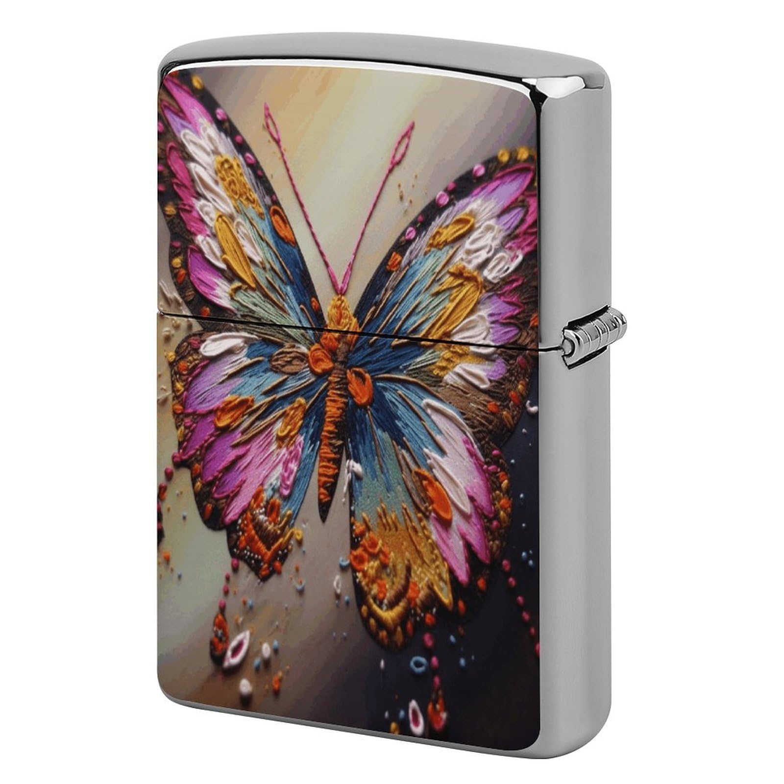 Fodpand Style Embroidery Colorful Butterfly Metal Lighter Case Cover Lighter Sleeve