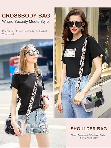 Miniatura 6 de Vangue Bolso transparente para mujer, aprobado en estadios, bolsa cruzada transparente con correa ajustable para conciertos deportivos