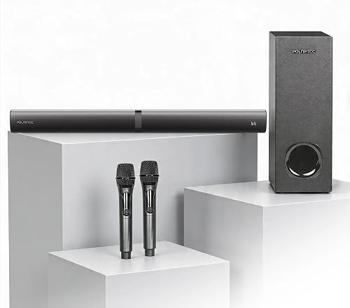 Polartec Bass Edge 60W Sound Bar – 2-in-1 Bluetooth Soundbar with Subwoofer & Wireless Microphones