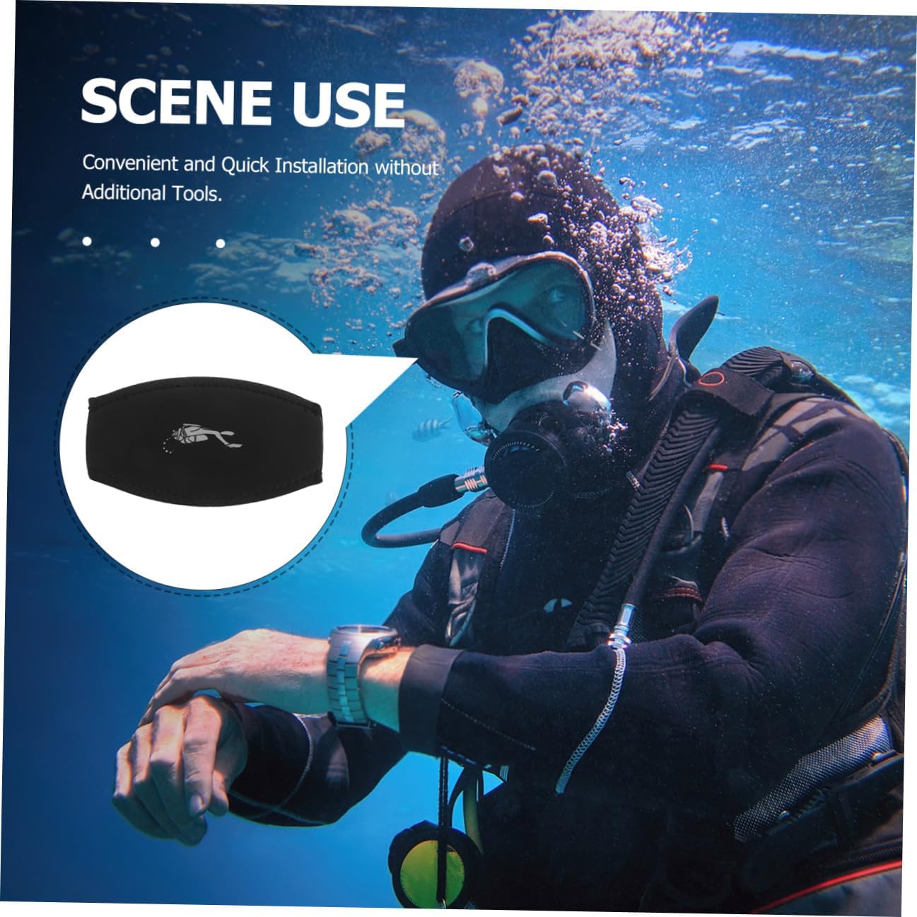 Kisangel 1pc Neoprene Diving Mask Strap Cover Hair-Friendly Dual-Layer Strap for Snorkeling Scuba Lightweight for Water Sports Black White