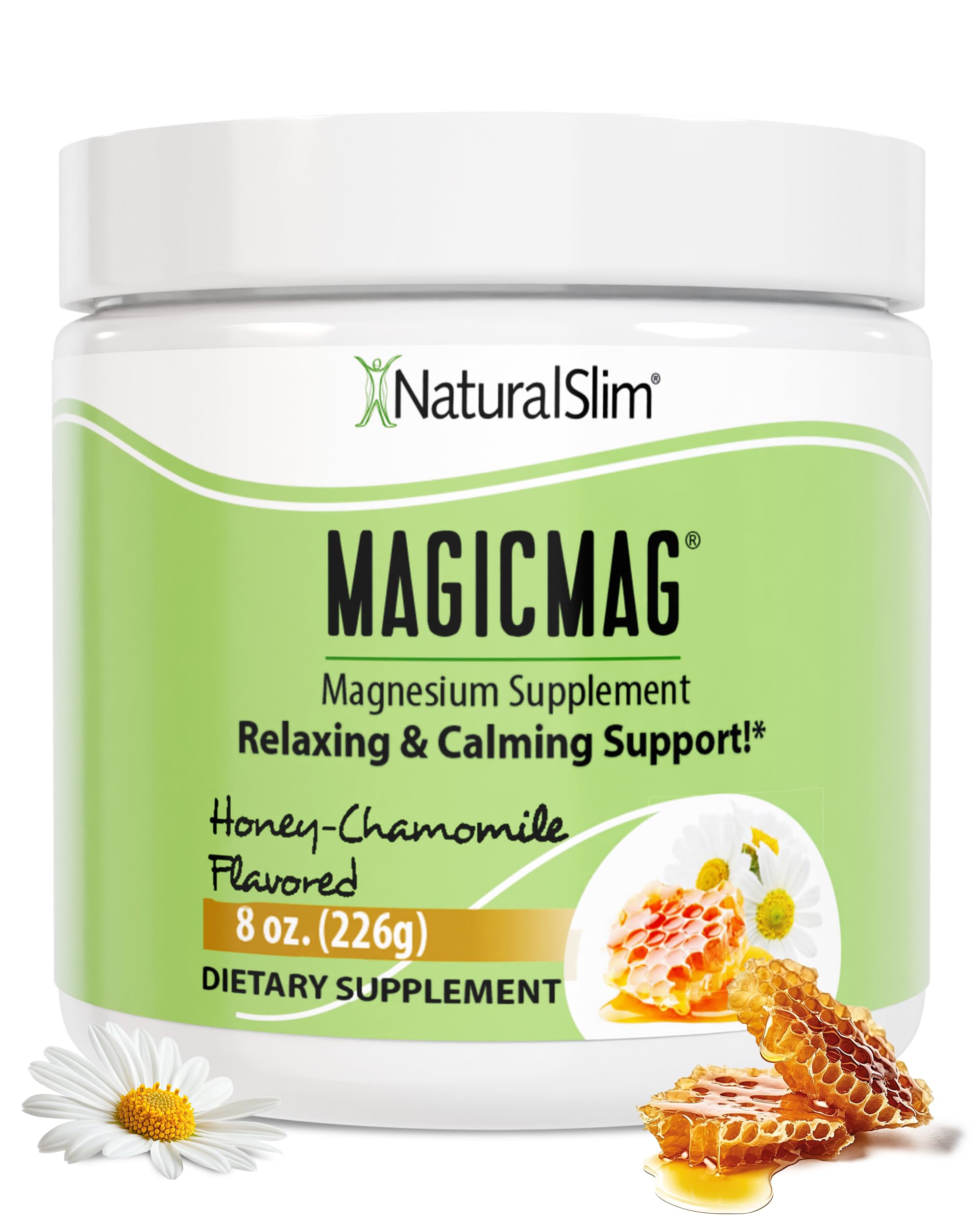 Magicmag Pure Magnesium Citrate Powder Stress, Constipation, Muscle, Heart Health, and Sleep Support | Honey Chamomile Magnesium Supplement - 8oz Drink Mix (Solo)